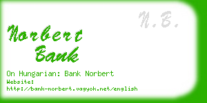 norbert bank business card